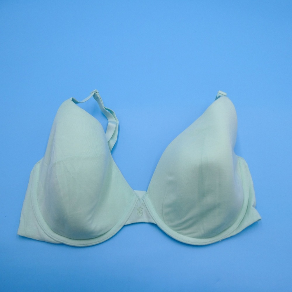 Victoria's Secret Demi Bra Womens 36DD Mint Green Underwire Cotton Blend